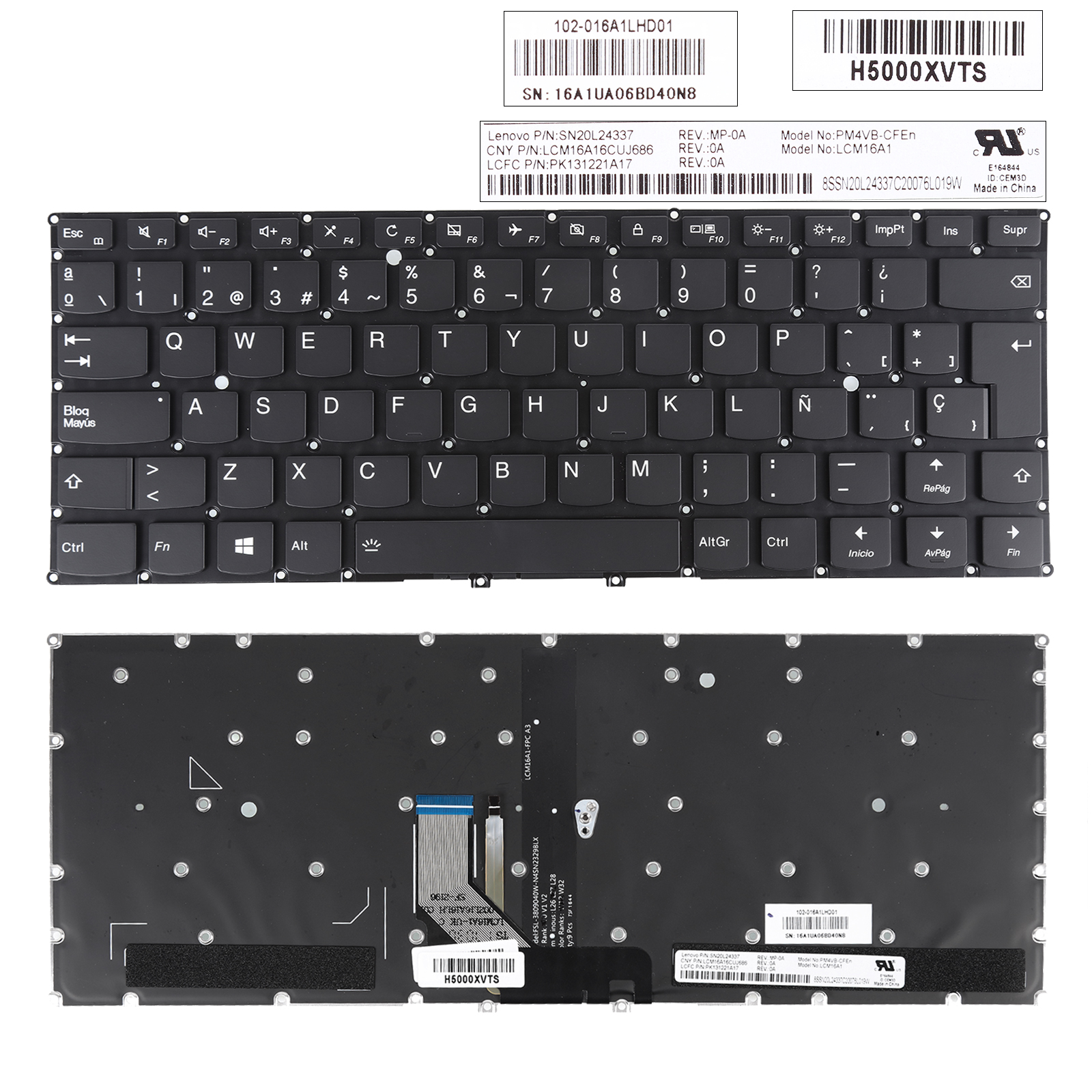 Picture of New Replacement Laptop Keyboard For Lenovo Yoga 910-13IKB YOGA 5 Pro BLACK(Backlit,Without FRAME,For Win8) SP Layout